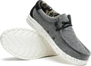 Men’s Machine Washable Slip On Lace Up Casual Loafer Breathable Travel Canvas Shoes for Men Comfortable and Stylish Summer Loafers Lightweight Walking Shoes Boat Shoe