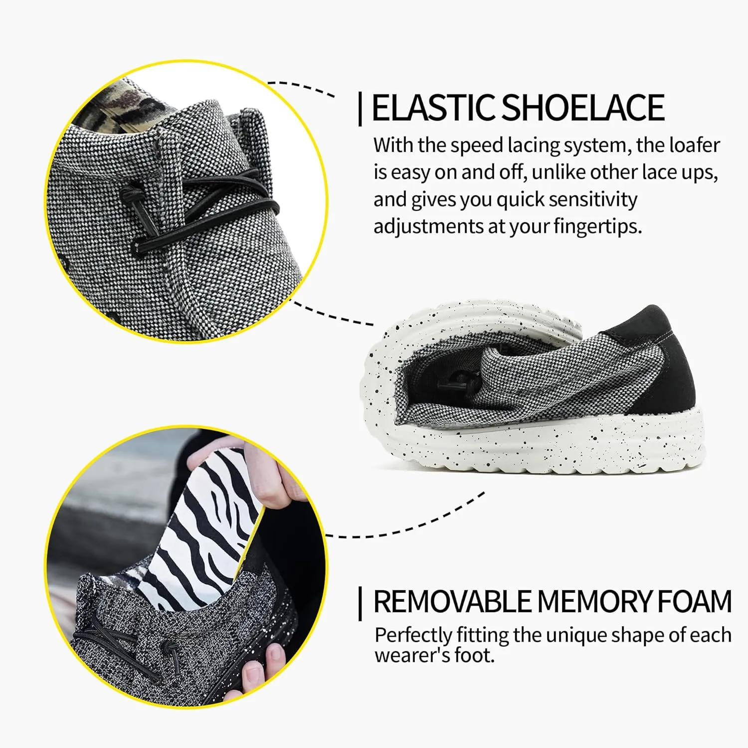 Men’s Machine Washable Slip On Lace Up Casual Loafer Breathable Travel Canvas Shoes for Men Comfortable and Stylish Summer Loafers Lightweight Walking Shoes Boat Shoe