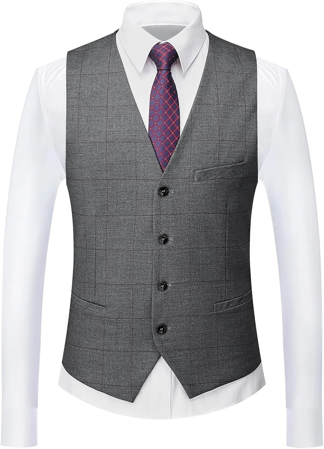 Mens Plaid Suit Slim Fit 3 Pieces Casual Checked Vintage Tuxedo Suit for Men for Wedding Business Party Blazer Pants & Vest