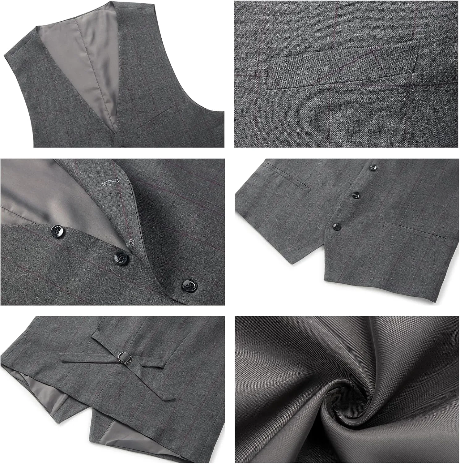Mens Plaid Suit Slim Fit 3 Pieces Casual Checked Vintage Tuxedo Suit for Men for Wedding Business Party Blazer Pants & Vest