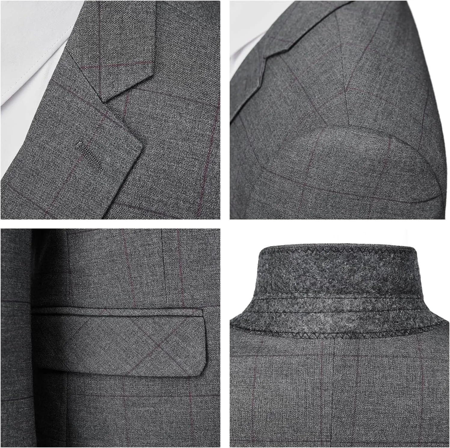 Mens Plaid Suit Slim Fit 3 Pieces Casual Checked Vintage Tuxedo Suit for Men for Wedding Business Party Blazer Pants & Vest