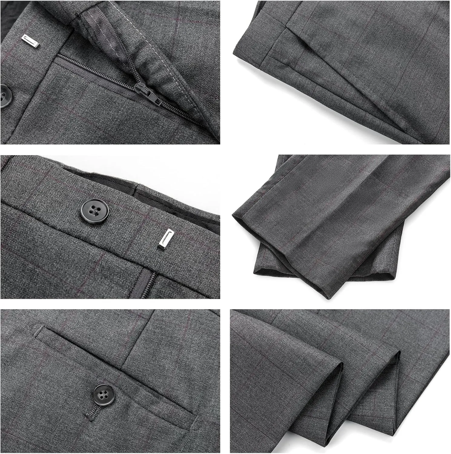 Mens Plaid Suit Slim Fit 3 Pieces Casual Checked Vintage Tuxedo Suit for Men for Wedding Business Party Blazer Pants & Vest