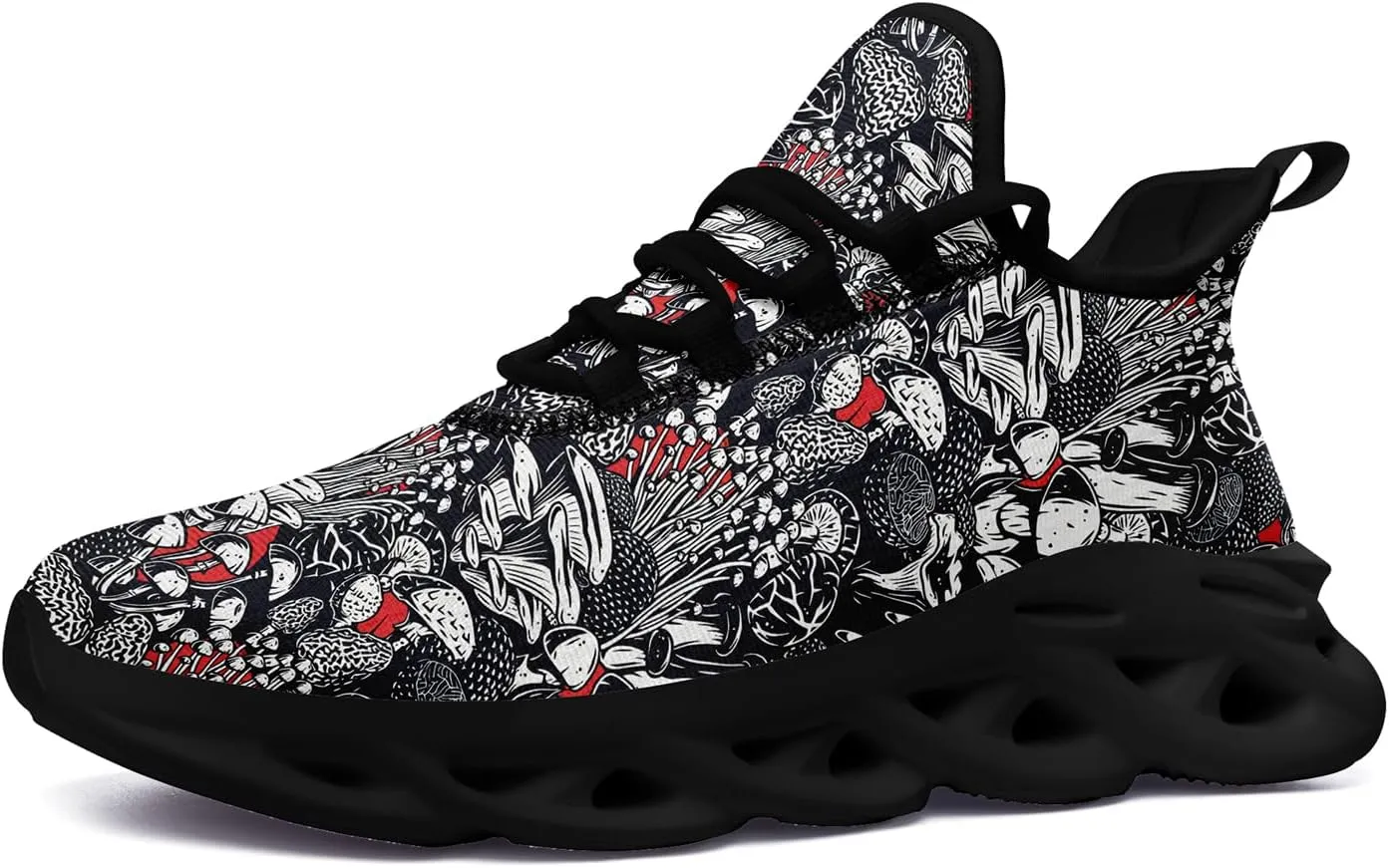 Men's Skull Gothic Running Shoes Lightweight Breathable Sport Shoes for Women Cushion Slip On Walking Sneaker
