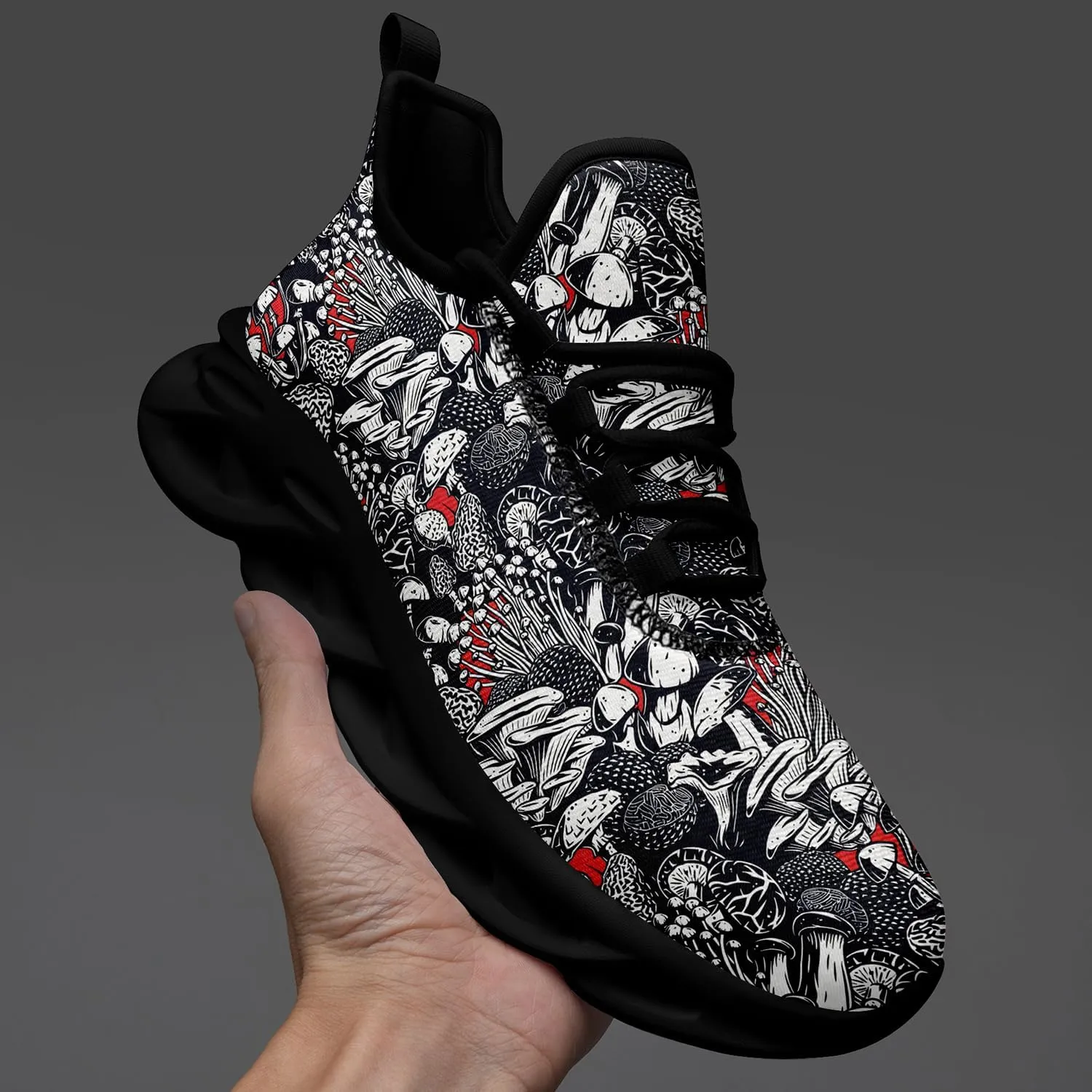 Men's Skull Gothic Running Shoes Lightweight Breathable Sport Shoes for Women Cushion Slip On Walking Sneaker
