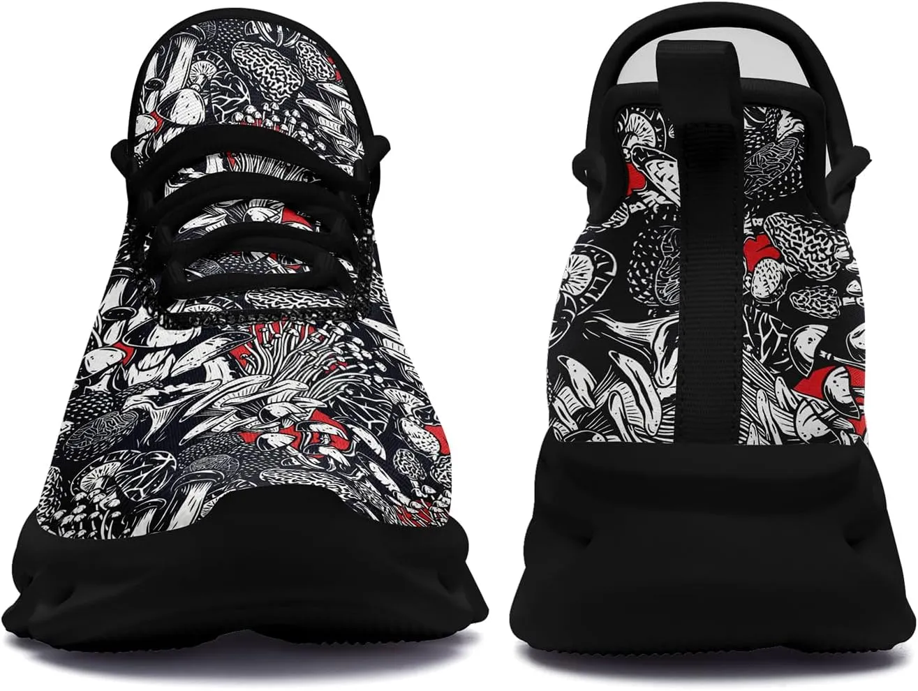 Men's Skull Gothic Running Shoes Lightweight Breathable Sport Shoes for Women Cushion Slip On Walking Sneaker
