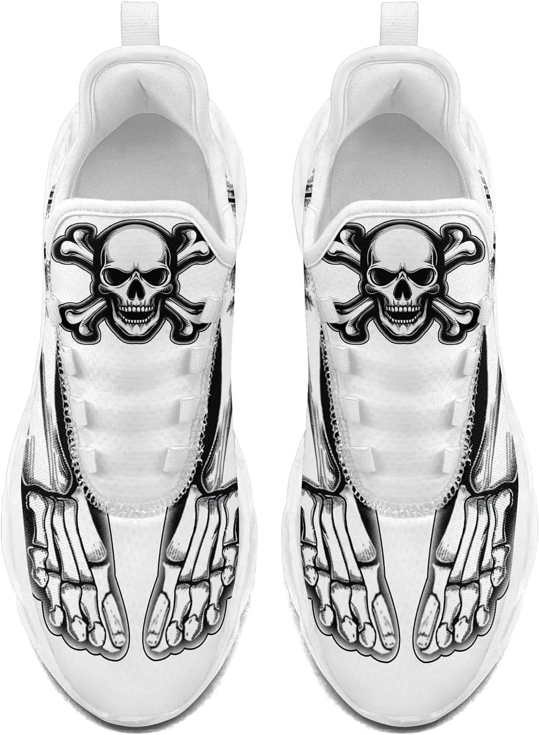 Men's Skull Gothic Running Shoes Lightweight Breathable Sport Shoes for Women Cushion Slip On Walking Sneaker