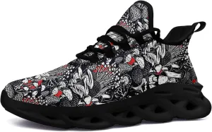 Men's Skull Gothic Running Shoes Lightweight Breathable Sport Shoes for Women Cushion Slip On Walking Sneaker