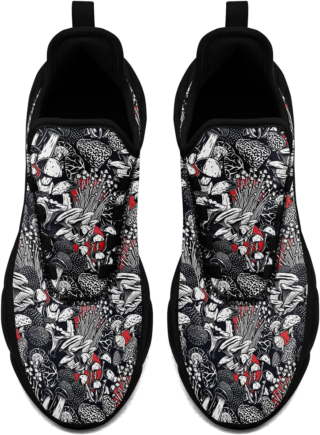 Men's Skull Gothic Running Shoes Lightweight Breathable Sport Shoes for Women Cushion Slip On Walking Sneaker