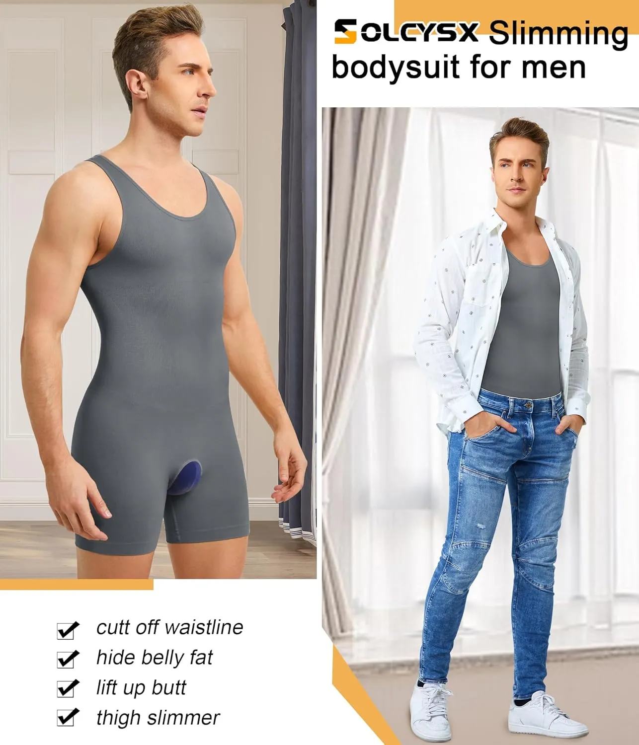 Mens Sleeveless Full Body Shaper Underwear Slimming Compression Bodysuit Shapewear Tummy Control Fajas Para Hombres