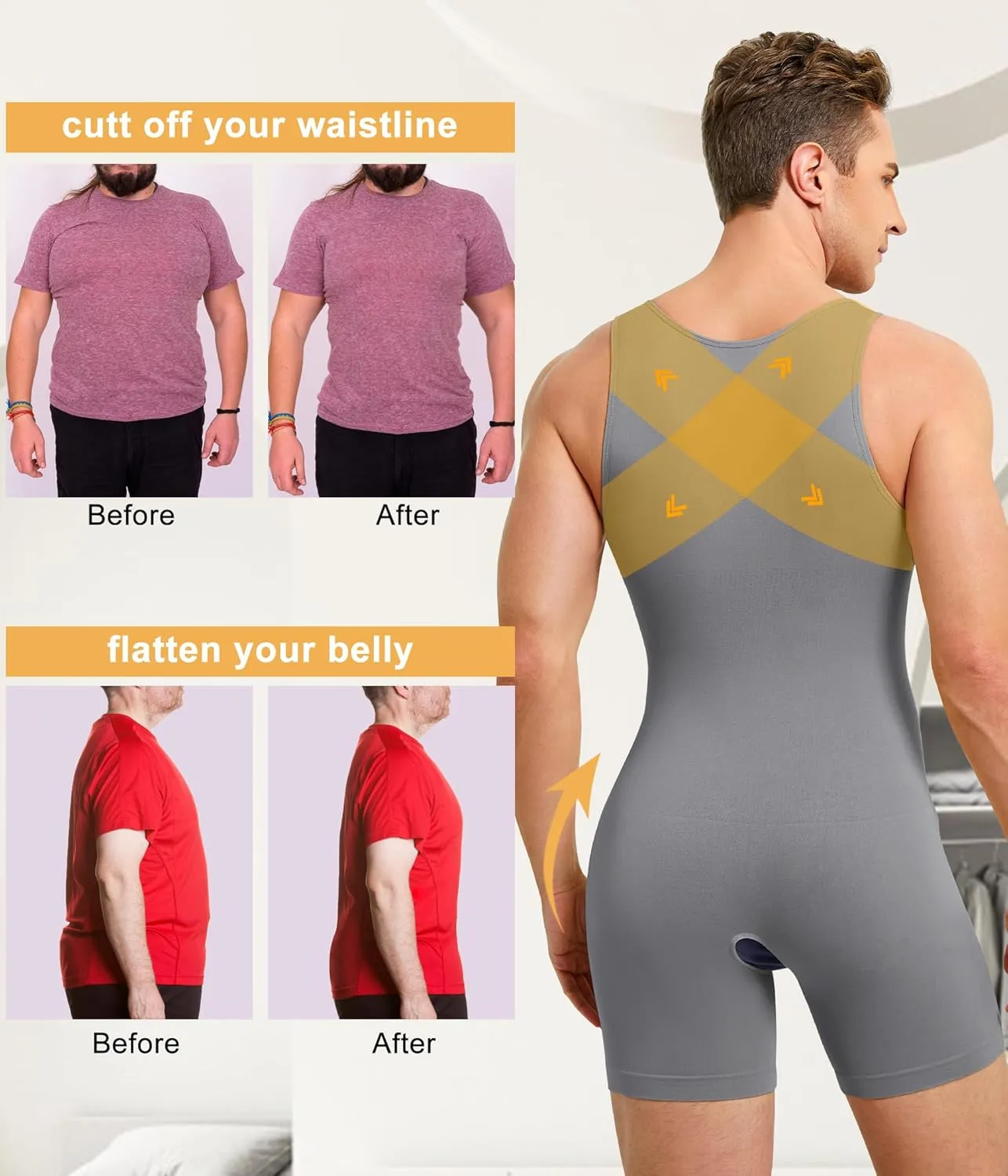 Mens Sleeveless Full Body Shaper Underwear Slimming Compression Bodysuit Shapewear Tummy Control Fajas Para Hombres
