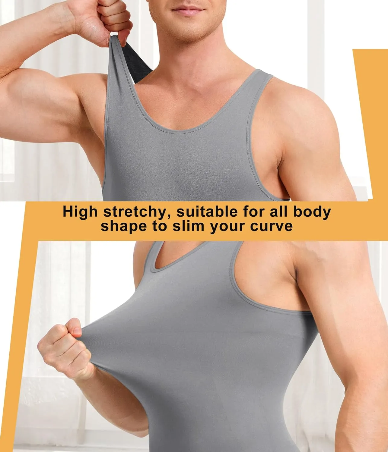 Mens Sleeveless Full Body Shaper Underwear Slimming Compression Bodysuit Shapewear Tummy Control Fajas Para Hombres
