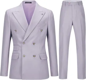 Men's Slim Fit 2 Piece Suit Double Breasted Business Wedding Prom Tuxedo Suits Blazer & Pants Set…