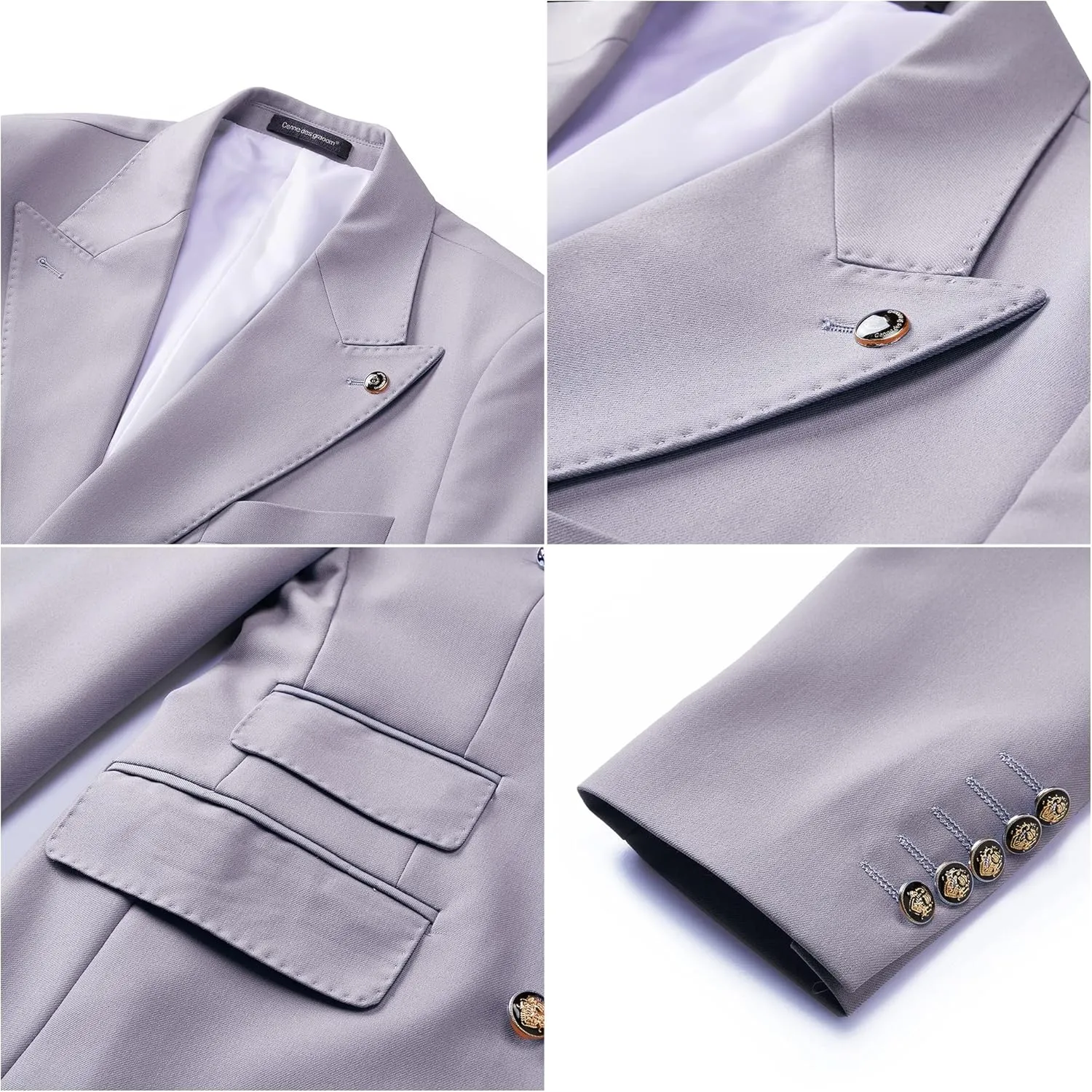 Men's Slim Fit 2 Piece Suit Double Breasted Business Wedding Prom Tuxedo Suits Blazer & Pants Set…