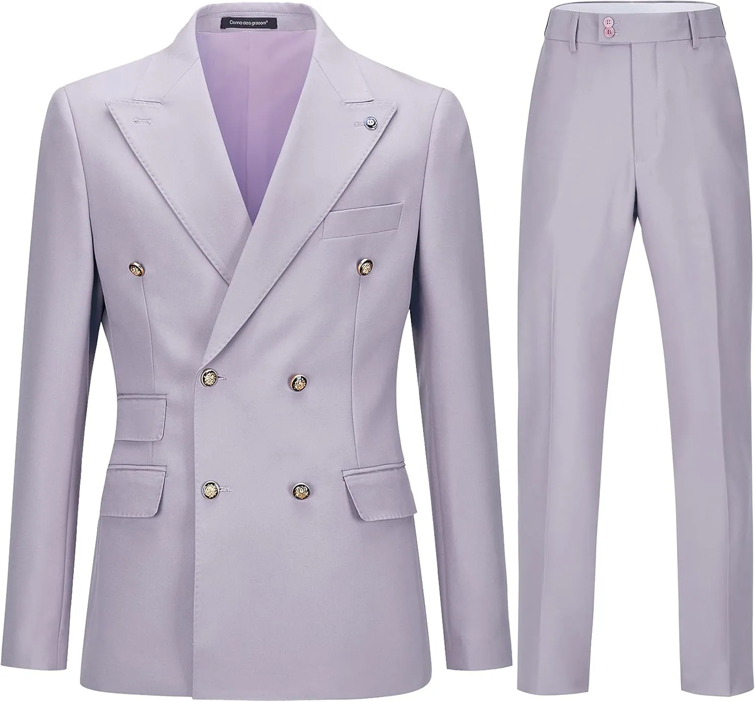Men's Slim Fit 2 Piece Suit Double Breasted Business Wedding Prom Tuxedo Suits Blazer & Pants Set…