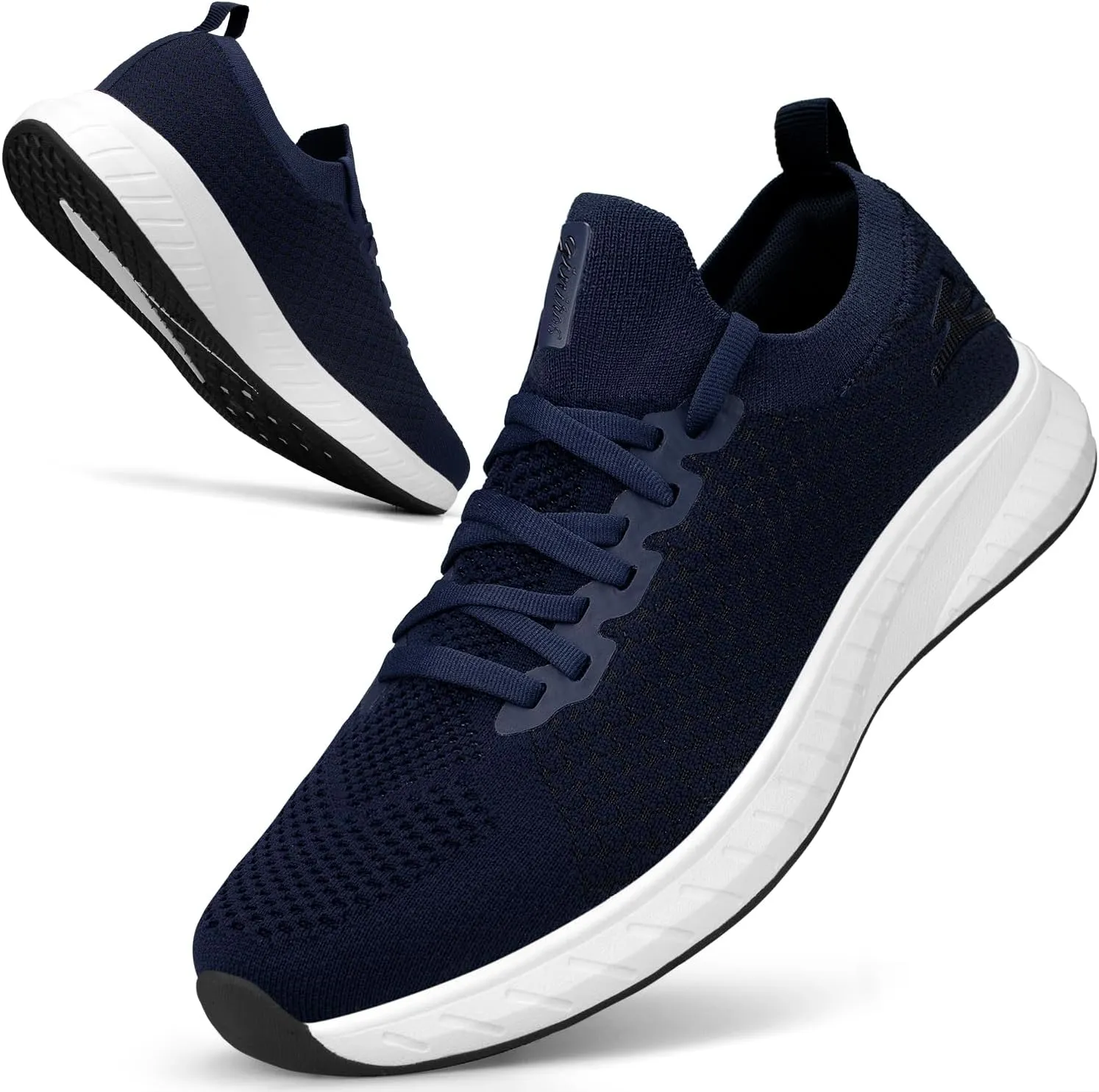 Mens Slip on Lightweight Walking Shoes Non Slip Breathable Running Shoes Comfort Tennis Workout Gym Sneakers with Shoelace