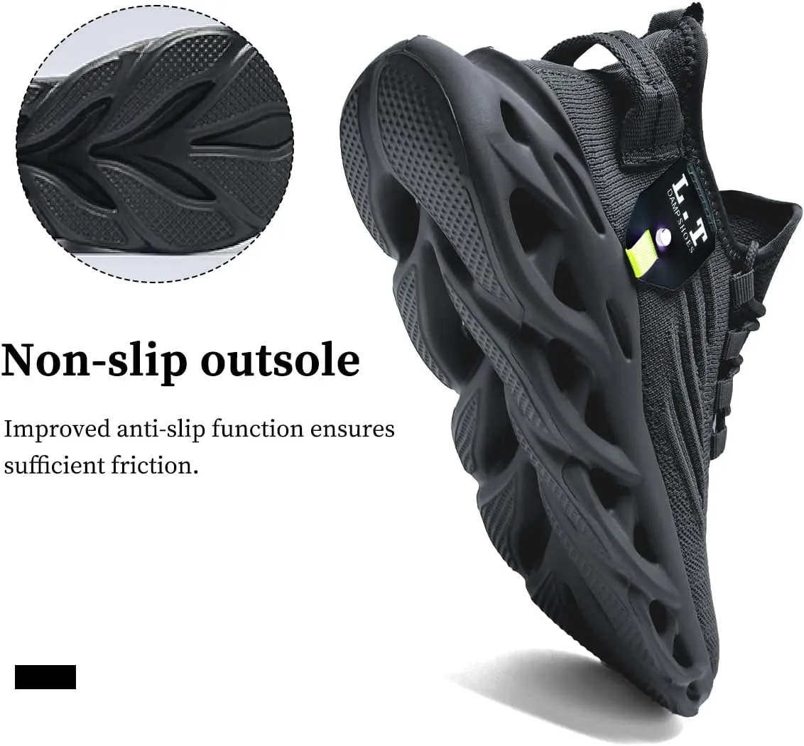 Mens Slip On Running Shoes Athletic Walking Trainers Non Slip Lightweight Breathable Mesh Tennis Comfortable Fashion Sneakers