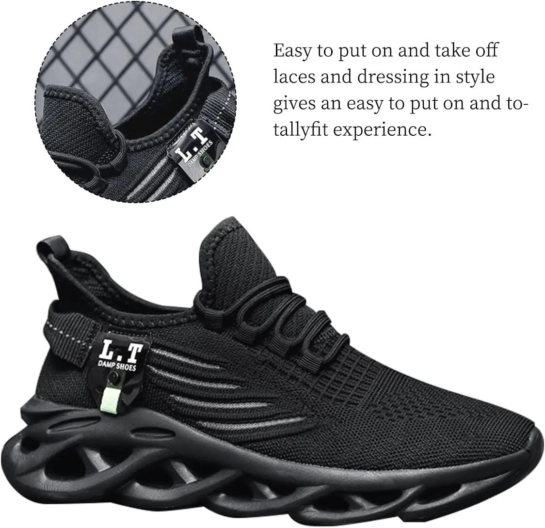 Mens Slip On Running Shoes Athletic Walking Trainers Non Slip Lightweight Breathable Mesh Tennis Comfortable Fashion Sneakers