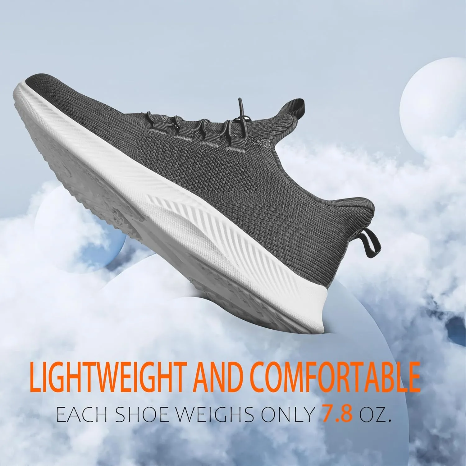 Mens Slip On Walking Shoes Running Tennis Shoes for Athletic Workout Gym Casual Non Slip Training Sneakers Breathable Knit Upper Indoor Outdoor