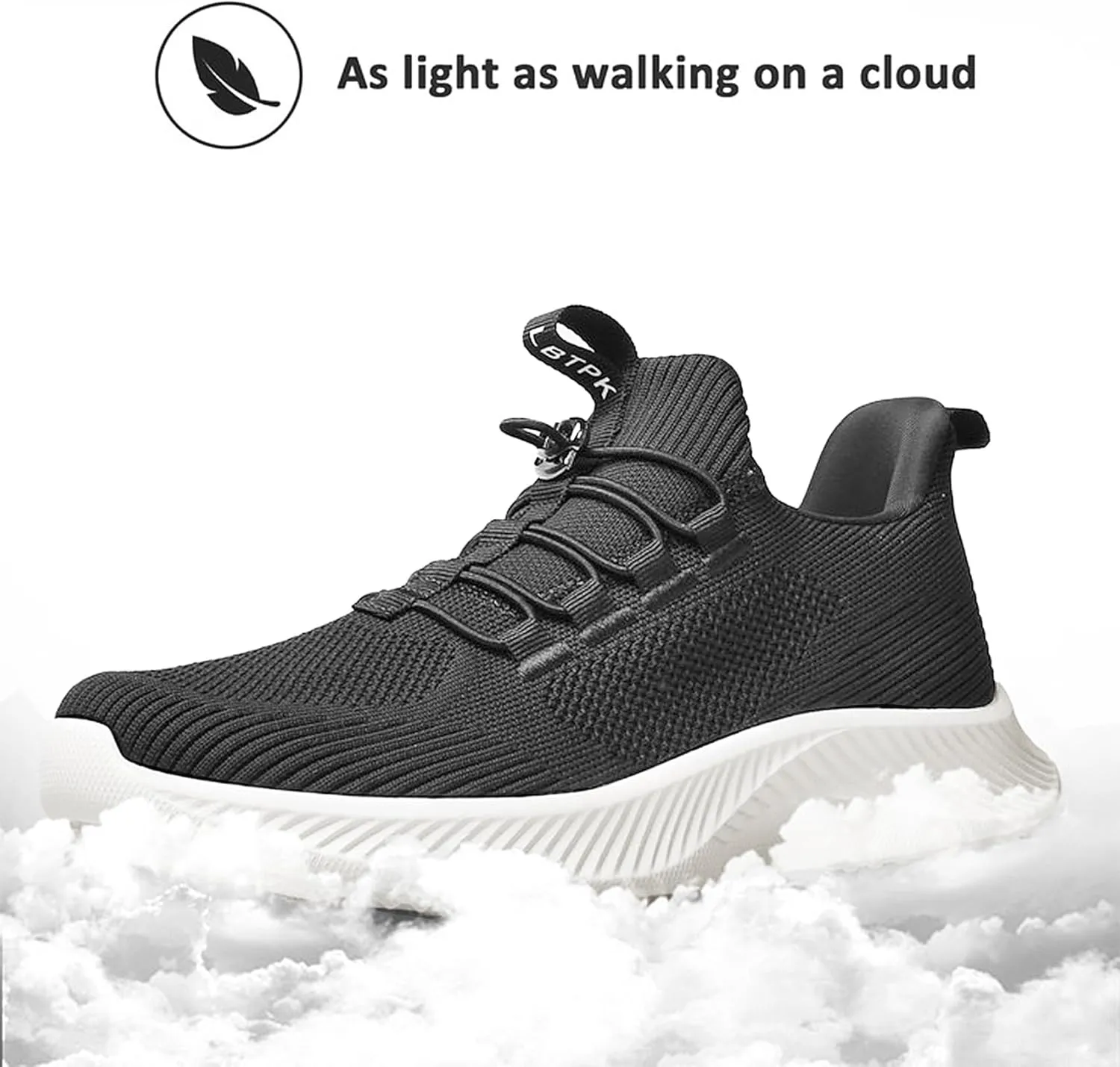 Mens Slip On Walking Shoes Running Tennis Shoes for Athletic Workout Gym Casual Non Slip Training Sneakers Breathable Knit Upper Indoor Outdoor