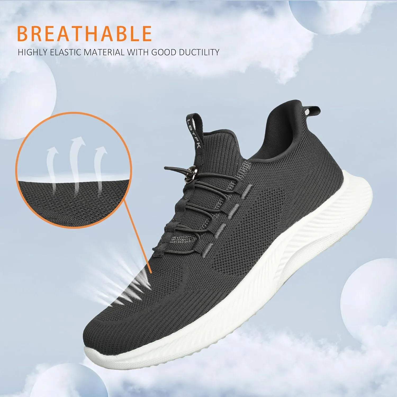 Mens Slip On Walking Shoes Running Tennis Shoes for Athletic Workout Gym Casual Non Slip Training Sneakers Breathable Knit Upper Indoor Outdoor