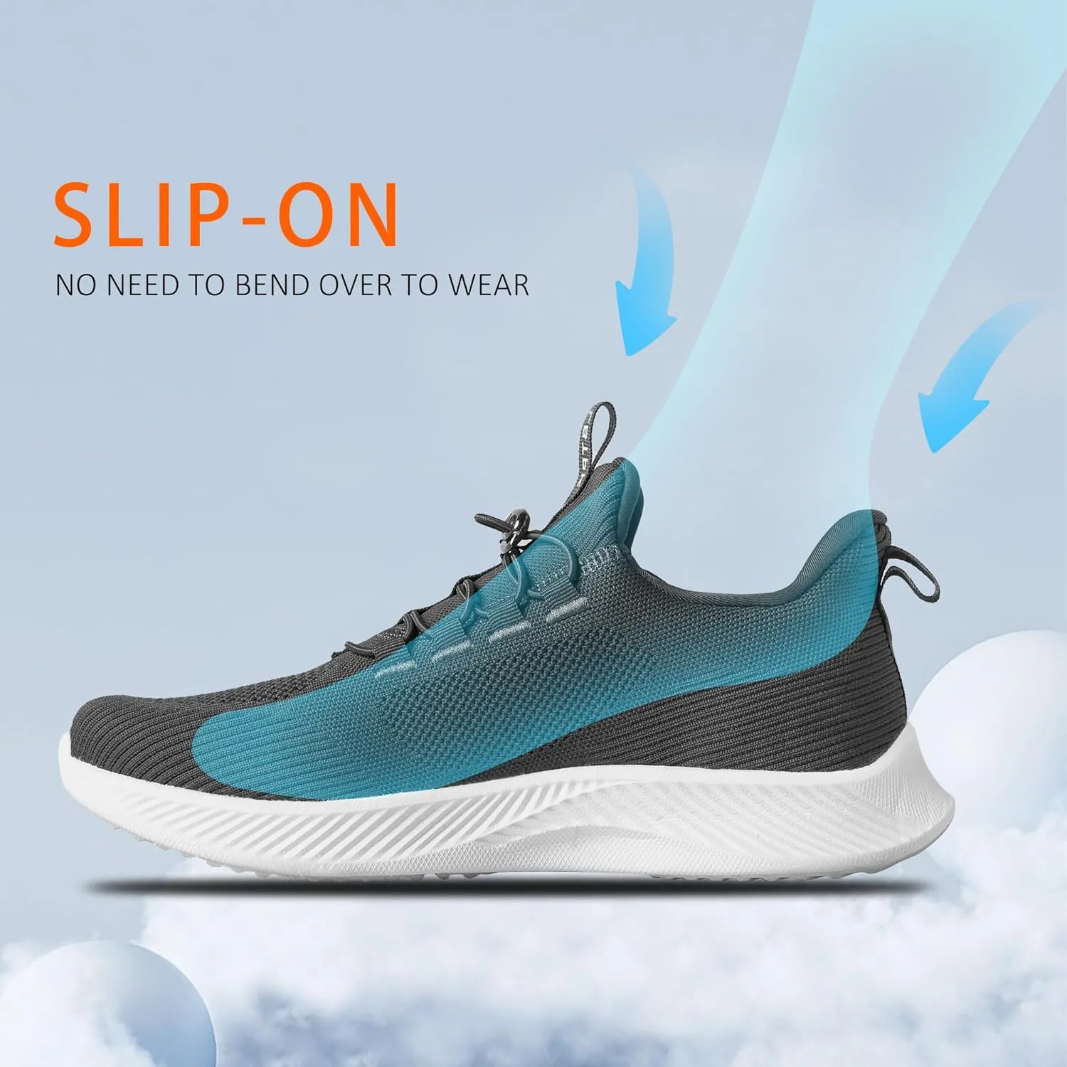 Mens Slip On Walking Shoes Running Tennis Shoes for Athletic Workout Gym Casual Non Slip Training Sneakers Breathable Knit Upper Indoor Outdoor