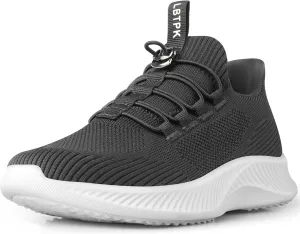 Mens Slip On Walking Shoes Running Tennis Shoes for Athletic Workout Gym Casual Non Slip Training Sneakers Breathable Knit Upper Indoor Outdoor