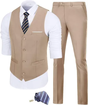Men's Suit Slim Fit 2 Pieces Suits Set Grooms Tuxedos Business Wedding Prom Party Suit Vest and Pants