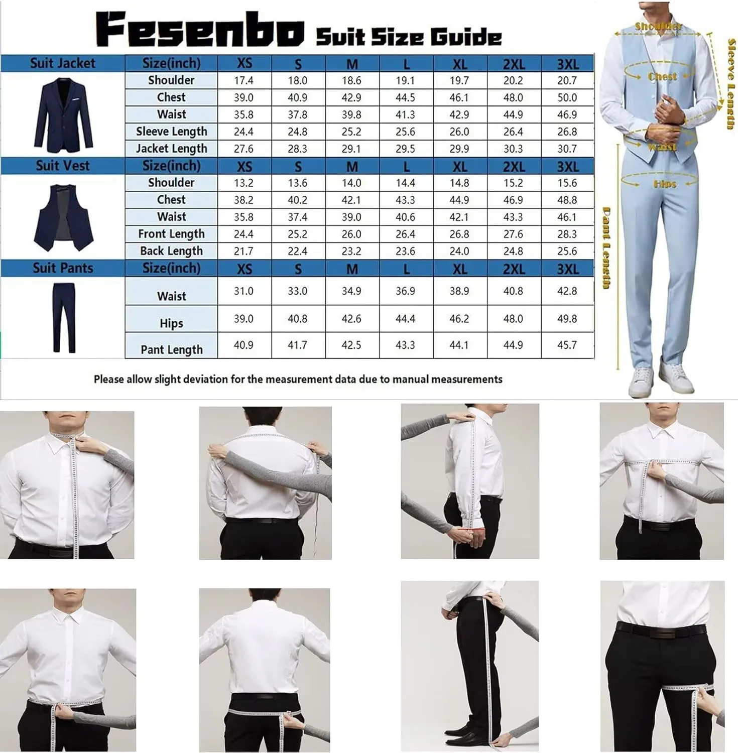Men's Suit Slim Fit 2 Pieces Suits Set Grooms Tuxedos Business Wedding Prom Party Suit Vest and Pants