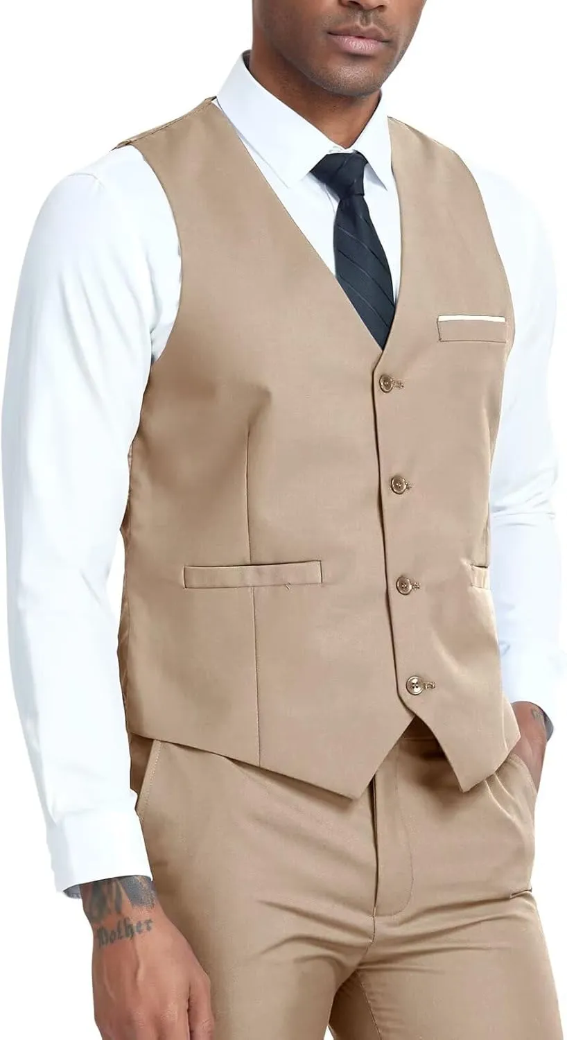 Men's Suit Slim Fit 2 Pieces Suits Set Grooms Tuxedos Business Wedding Prom Party Suit Vest and Pants