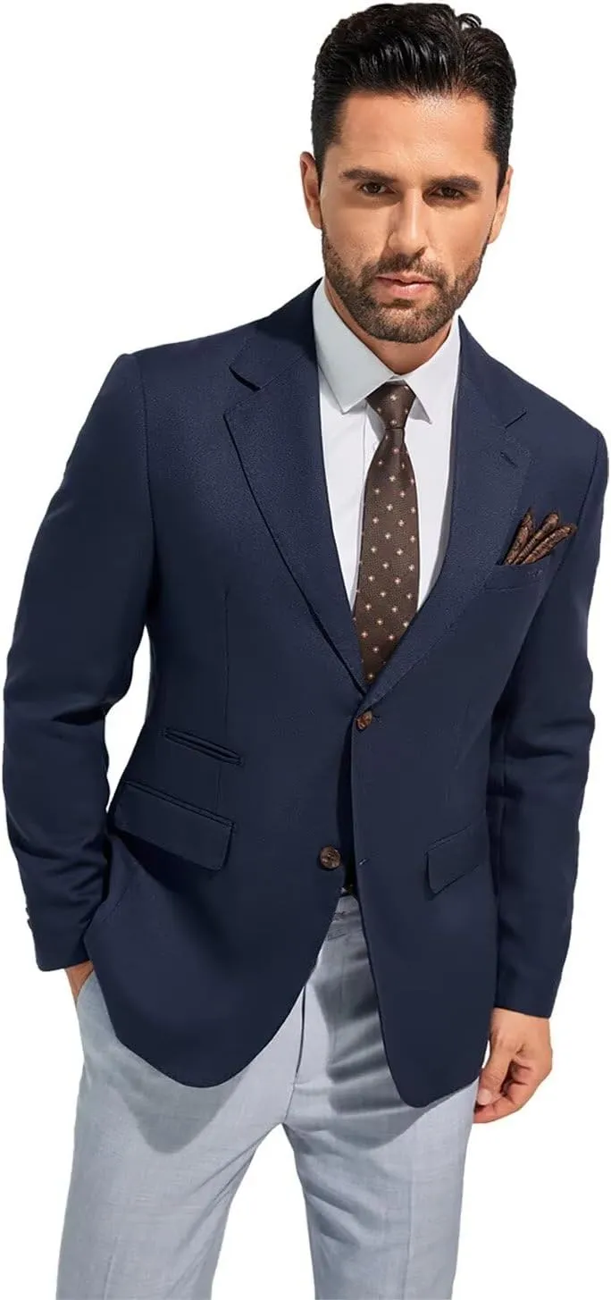 Men's Suits Slim Fit Casual Knit Blazer Sport Coats Suits Jacket Lightweight Wedding Business Party Two Buttons Men Blazer