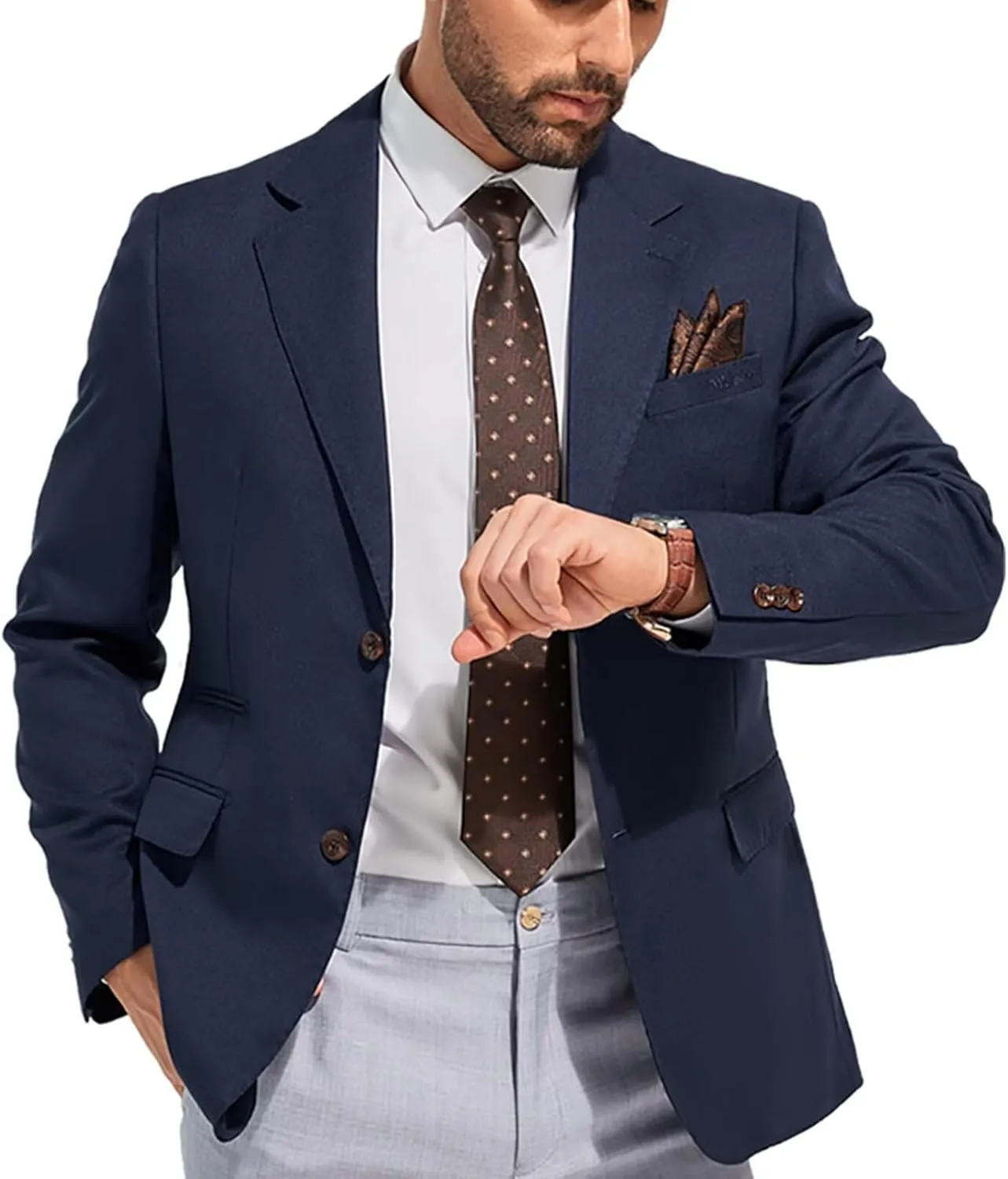 Men's Suits Slim Fit Casual Knit Blazer Sport Coats Suits Jacket Lightweight Wedding Business Party Two Buttons Men Blazer