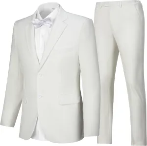 Mens Suits Slim Fit Prom Homecoming Suit for Men Wedding Business Tux Outfit 2 Piece Suit Jacket Blazer ＆Pants Set