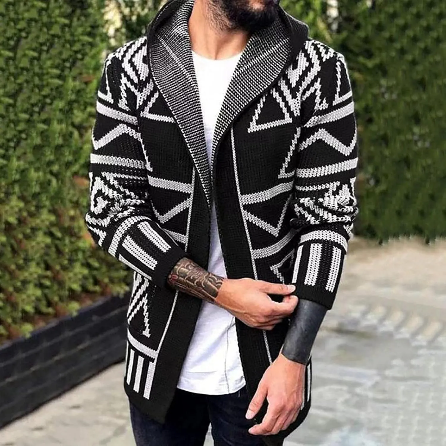 Men's Ugly Sweaters Cardigan Big Tall Boys Knitwear Sweater Coat Flat Knitted Loose Plus Size Windbreaker Jacket