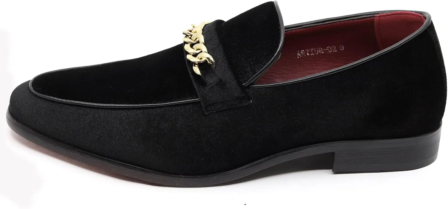 Men's Vintage Velvet Designer Classic Dress Tuxedo Smoking Slipper Loafer Slip On Shoes Arthur-02