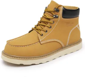 MENS Work Boot High-tops Slip Resistant Protective Leather Shoes Outdoor Sports Fluffing Warm Shoes In Winter Cotton-padded Shose.