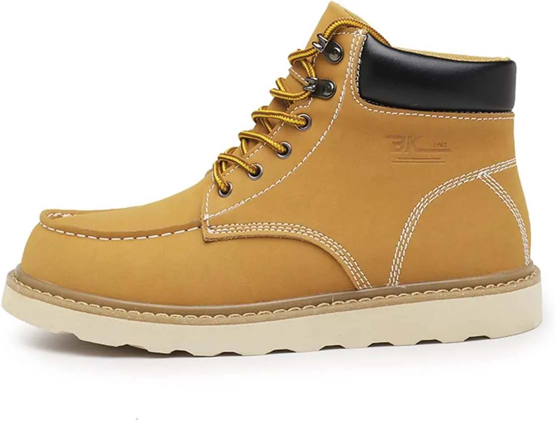 MENS Work Boot High-tops Slip Resistant Protective Leather Shoes Outdoor Sports Fluffing Warm Shoes In Winter Cotton-padded Shose.