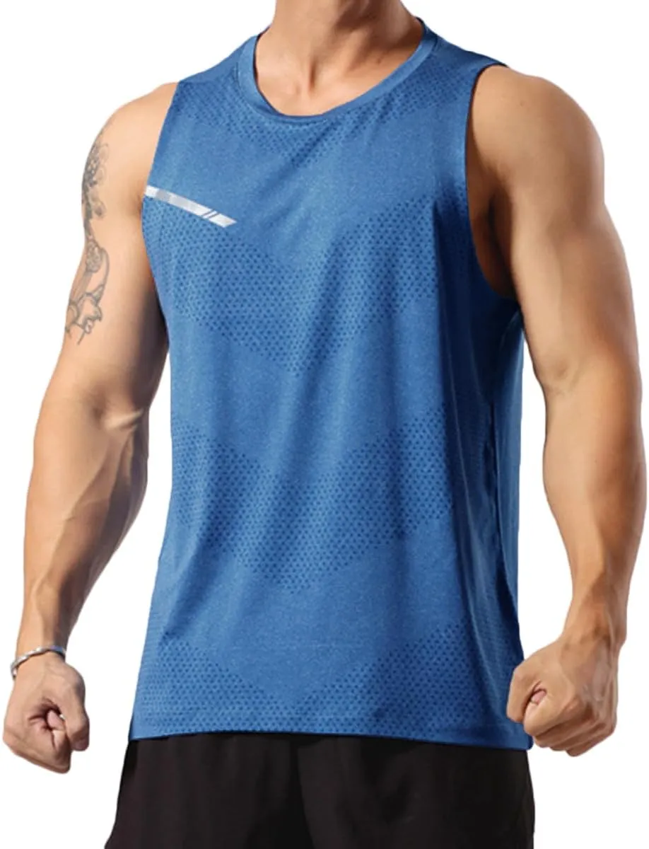 Mens Workout Muscle Tanks Gym Vest Fitness Jogging Sports Tank Tops Quick-Dry T49T51
