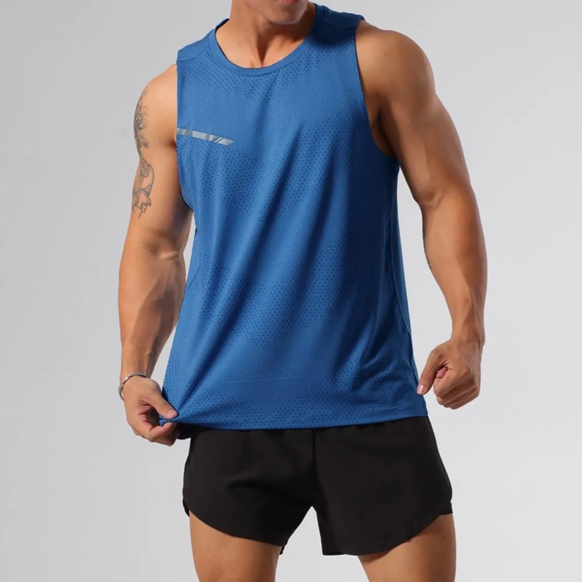 Mens Workout Muscle Tanks Gym Vest Fitness Jogging Sports Tank Tops Quick-Dry T49T51