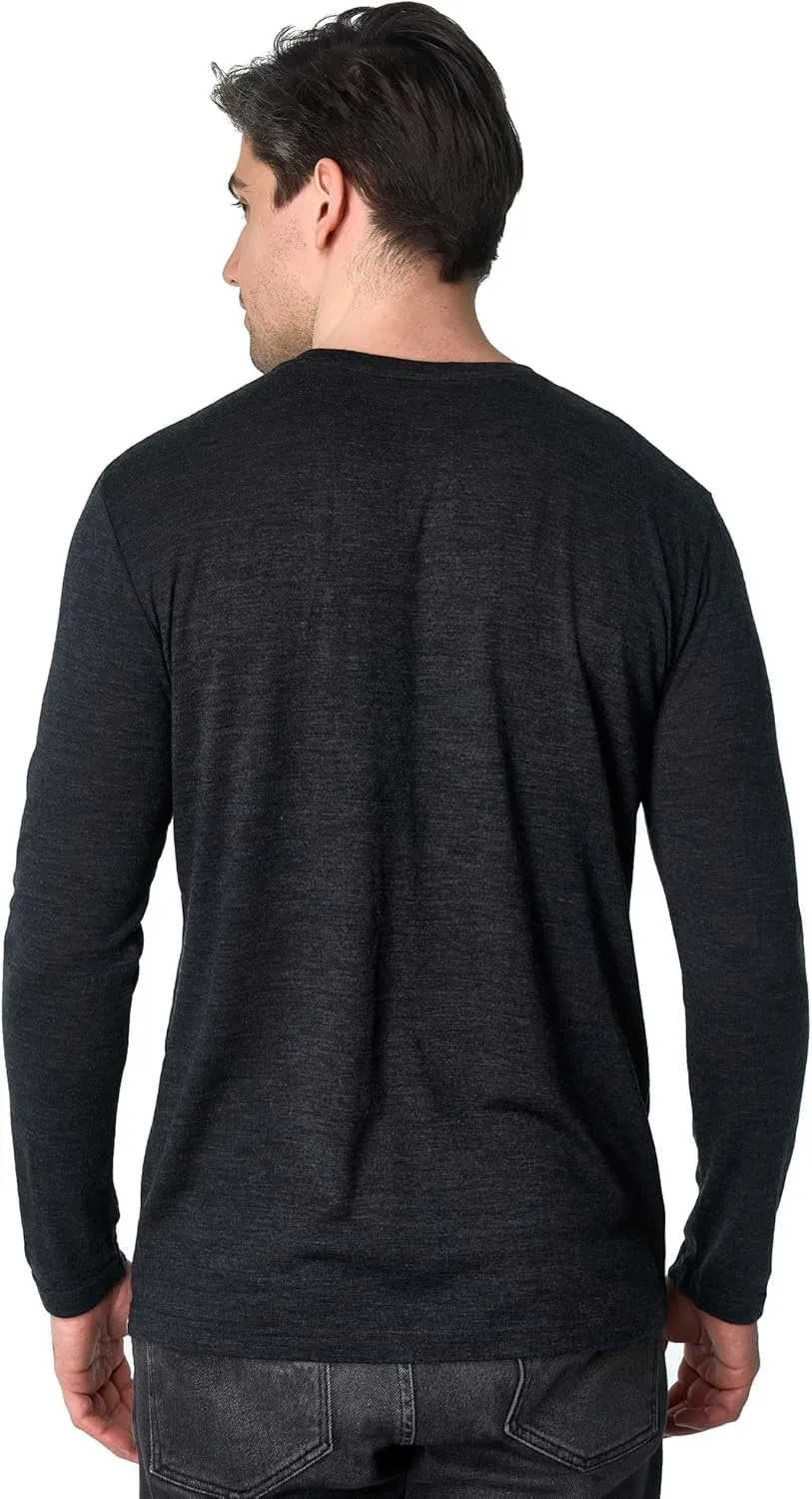 Merino Wool Base Layer Mens - 100% Merino Wool Shirts for Men Thermal Underwear Long Sleeve T-Shirt for Hiking Hunting