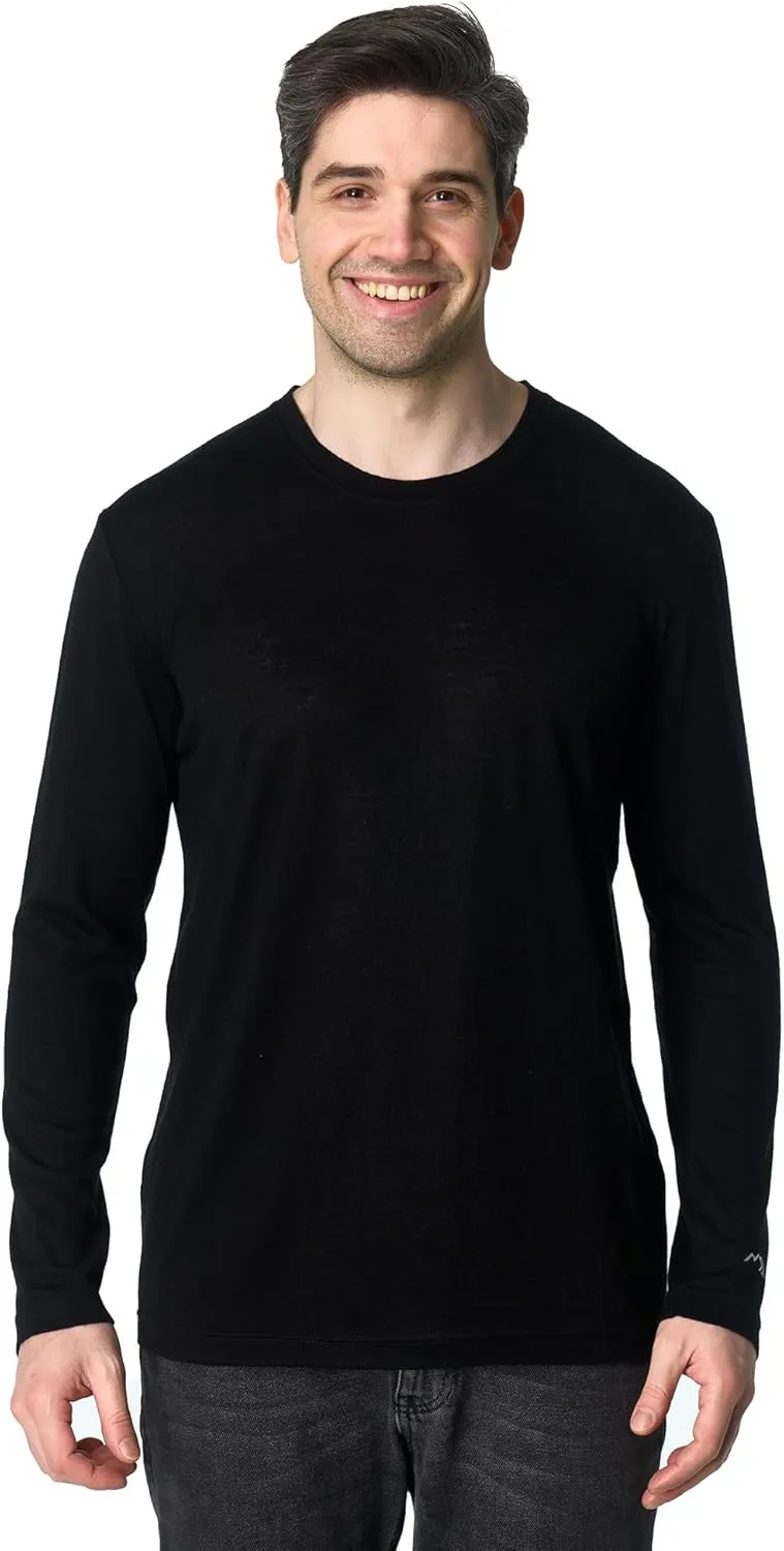 Merino Wool Base Layer Mens - 100% Merino Wool Shirts for Men Thermal Underwear Long Sleeve T-Shirt for Hiking Hunting