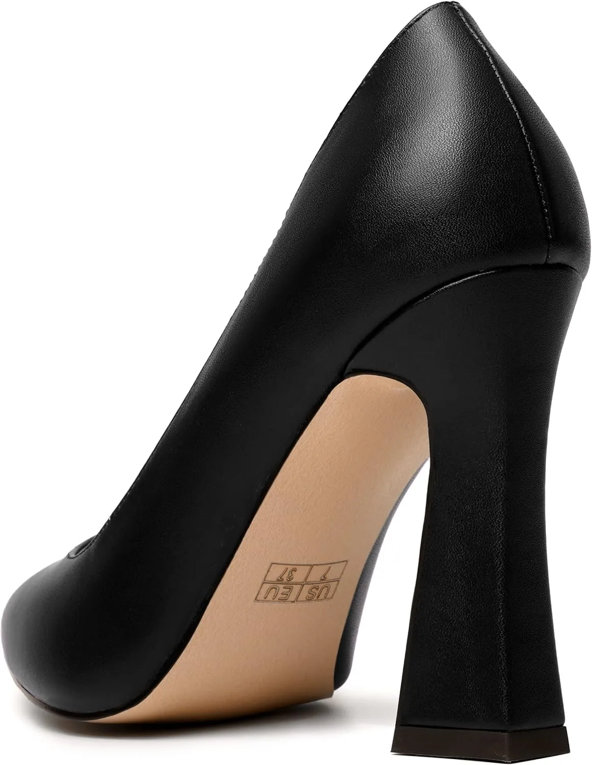 MERRORI Women's Chunky High Heels Slip On Block Pointed Toe Matte Dress Wedding Heel Pumps Shoes 4 Inch