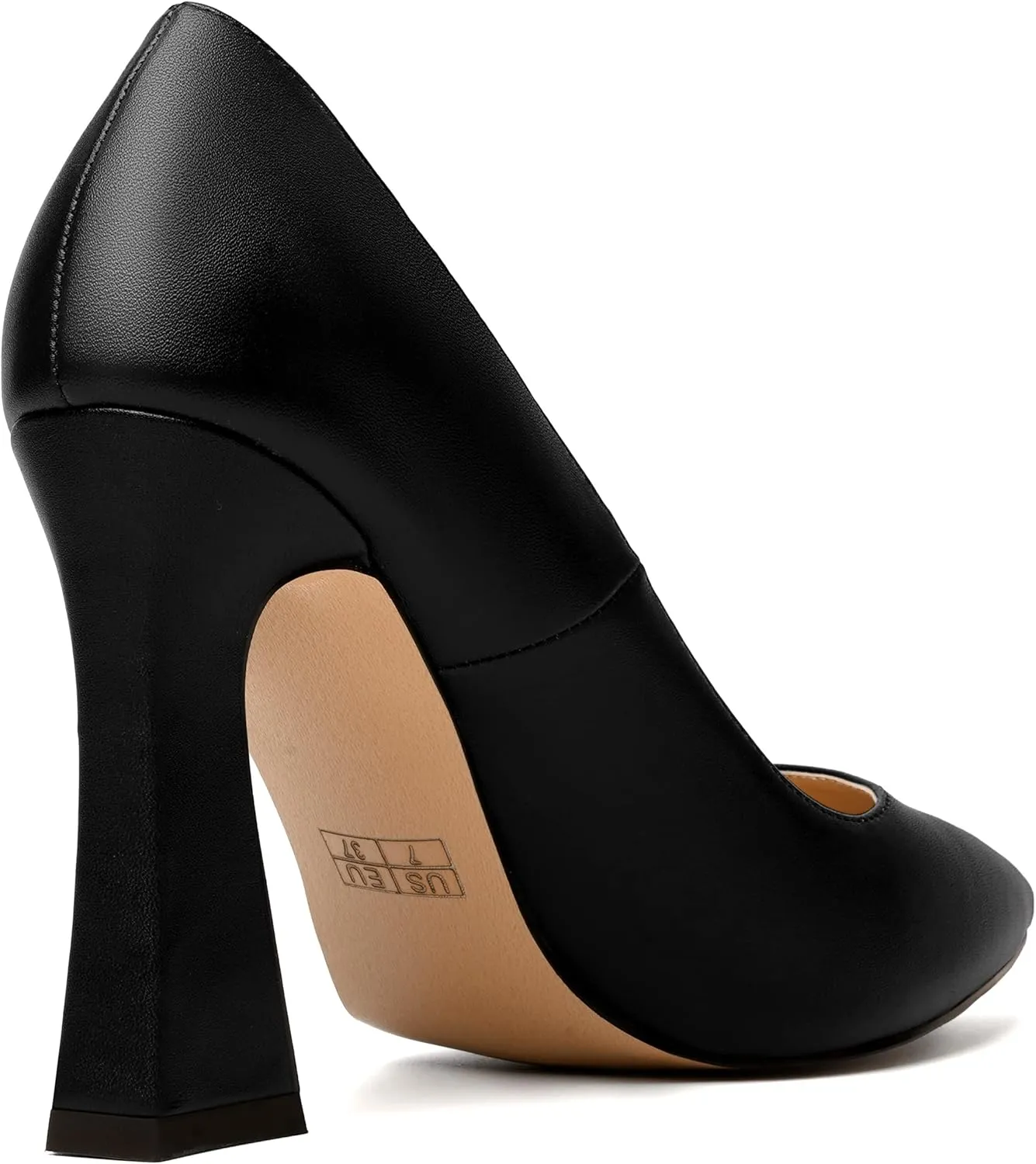 MERRORI Women's Chunky High Heels Slip On Block Pointed Toe Matte Dress Wedding Heel Pumps Shoes 4 Inch