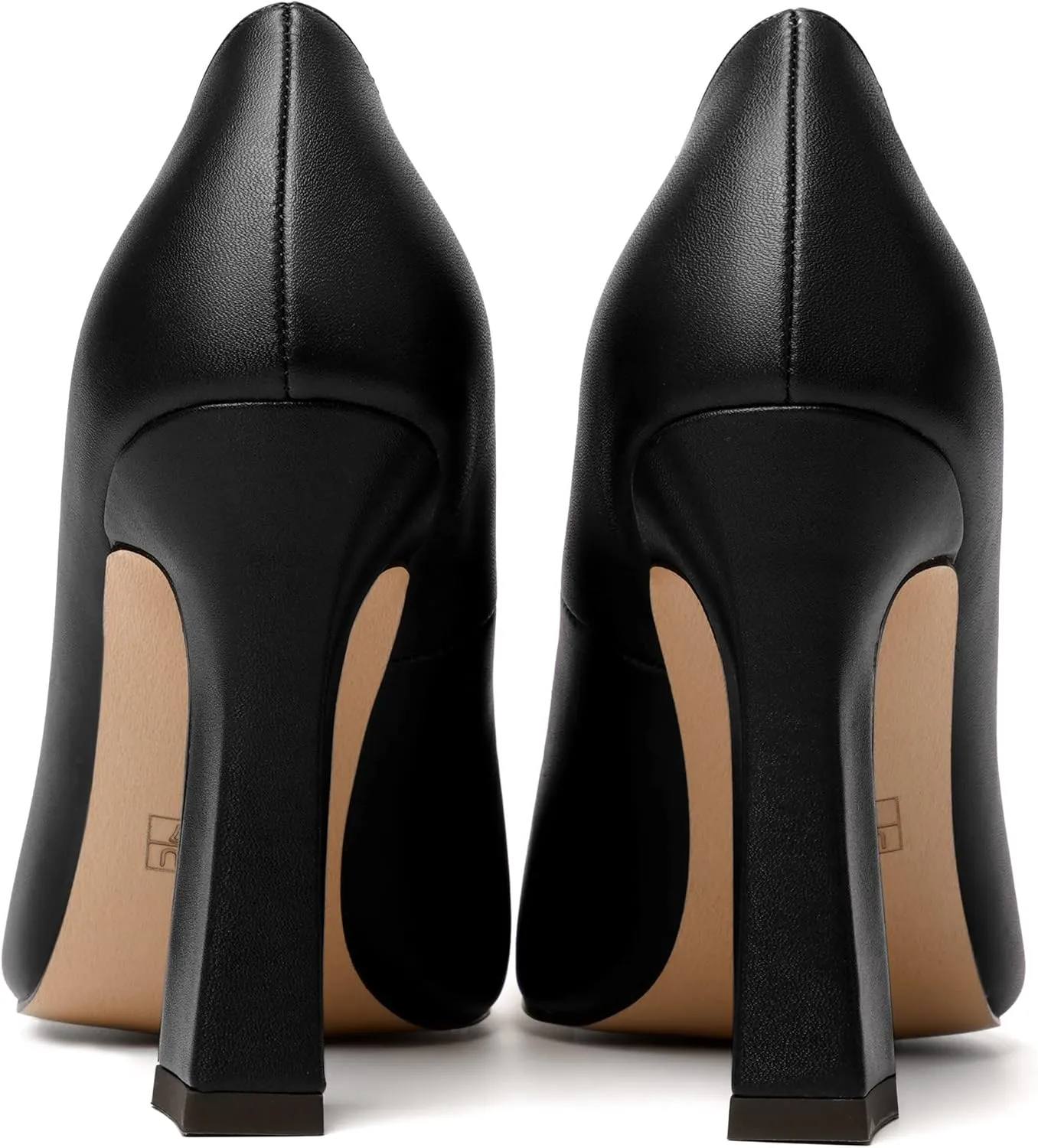 MERRORI Women's Chunky High Heels Slip On Block Pointed Toe Matte Dress Wedding Heel Pumps Shoes 4 Inch