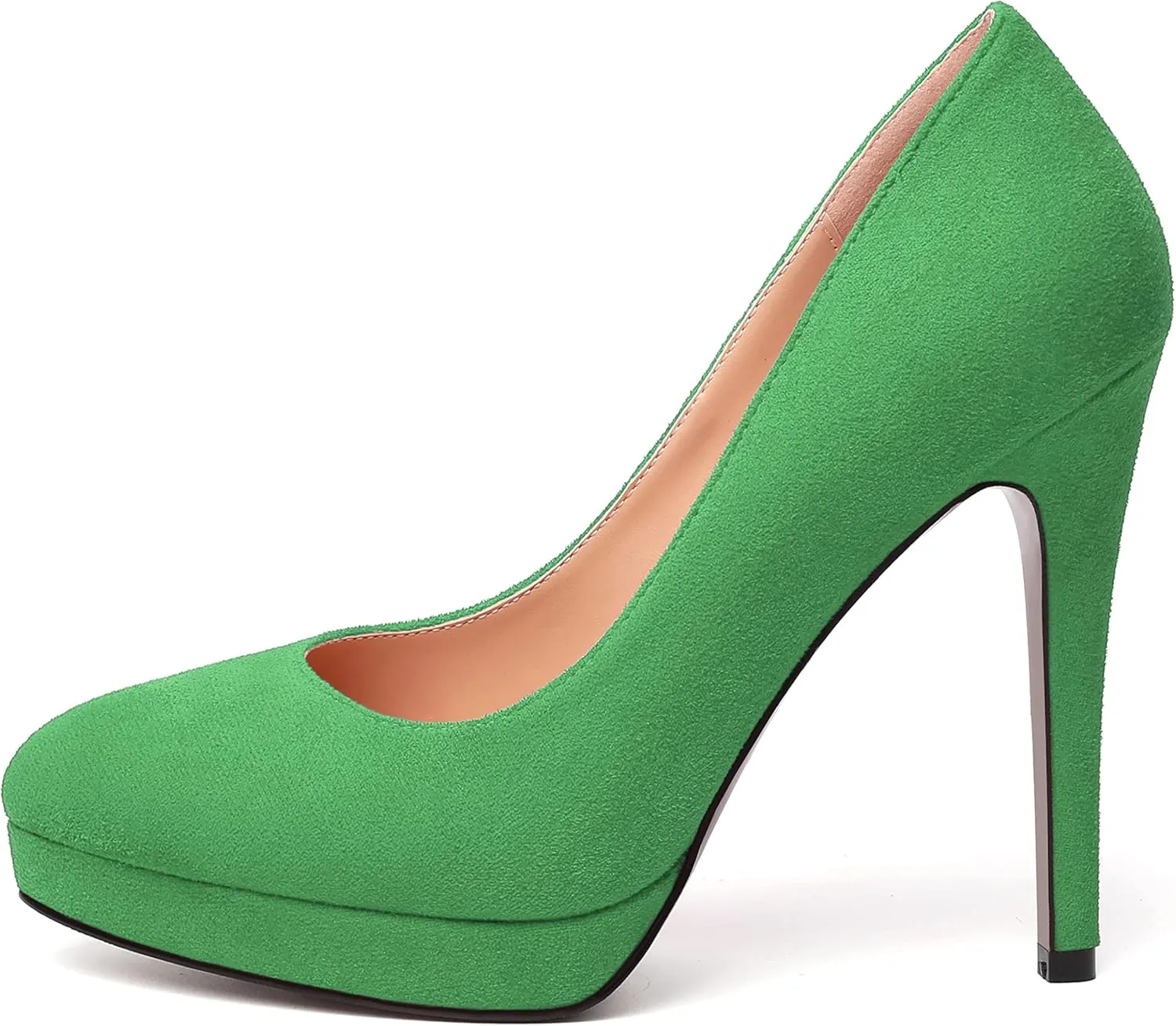 MERRORI Womens Dress Shoes Pointed Toe Cute Suede Slip On Evening Platform Stiletto High Heel Pumps Shoes 4.7 Inch
