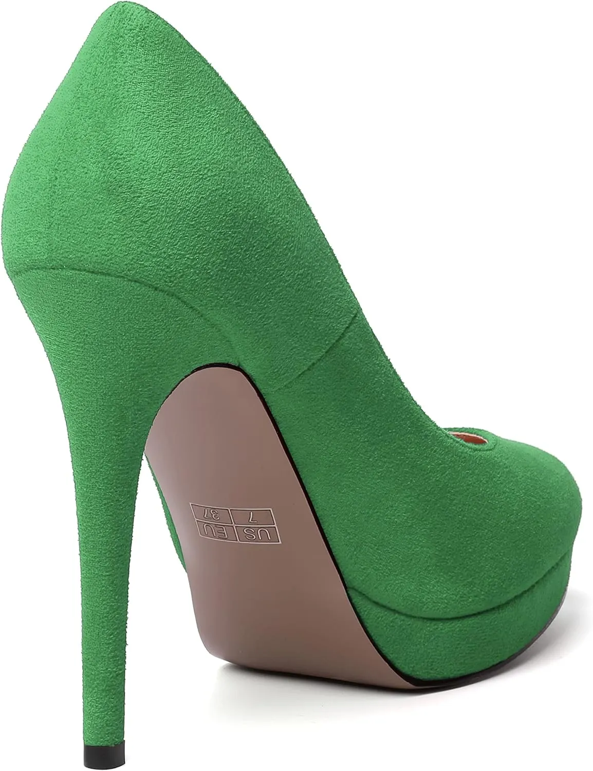 MERRORI Womens Dress Shoes Pointed Toe Cute Suede Slip On Evening Platform Stiletto High Heel Pumps Shoes 4.7 Inch