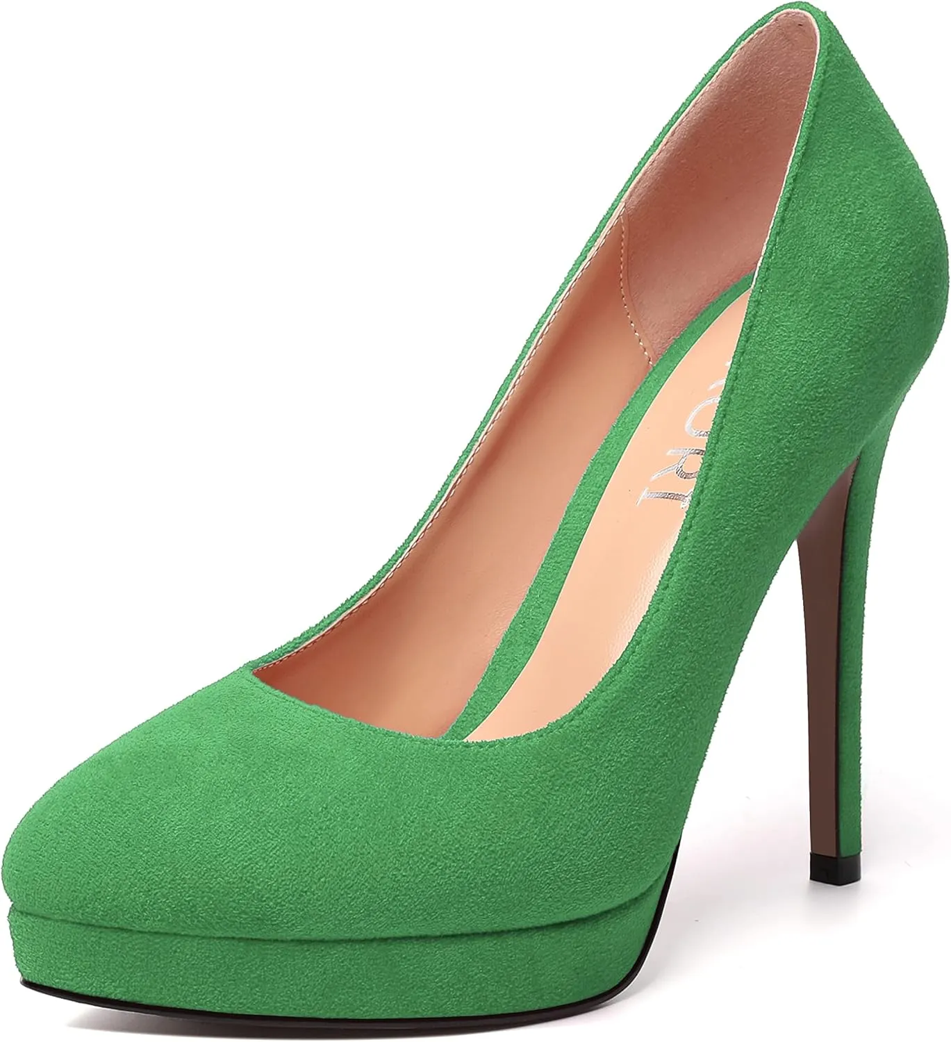 MERRORI Womens Dress Shoes Pointed Toe Cute Suede Slip On Evening Platform Stiletto High Heel Pumps Shoes 4.7 Inch