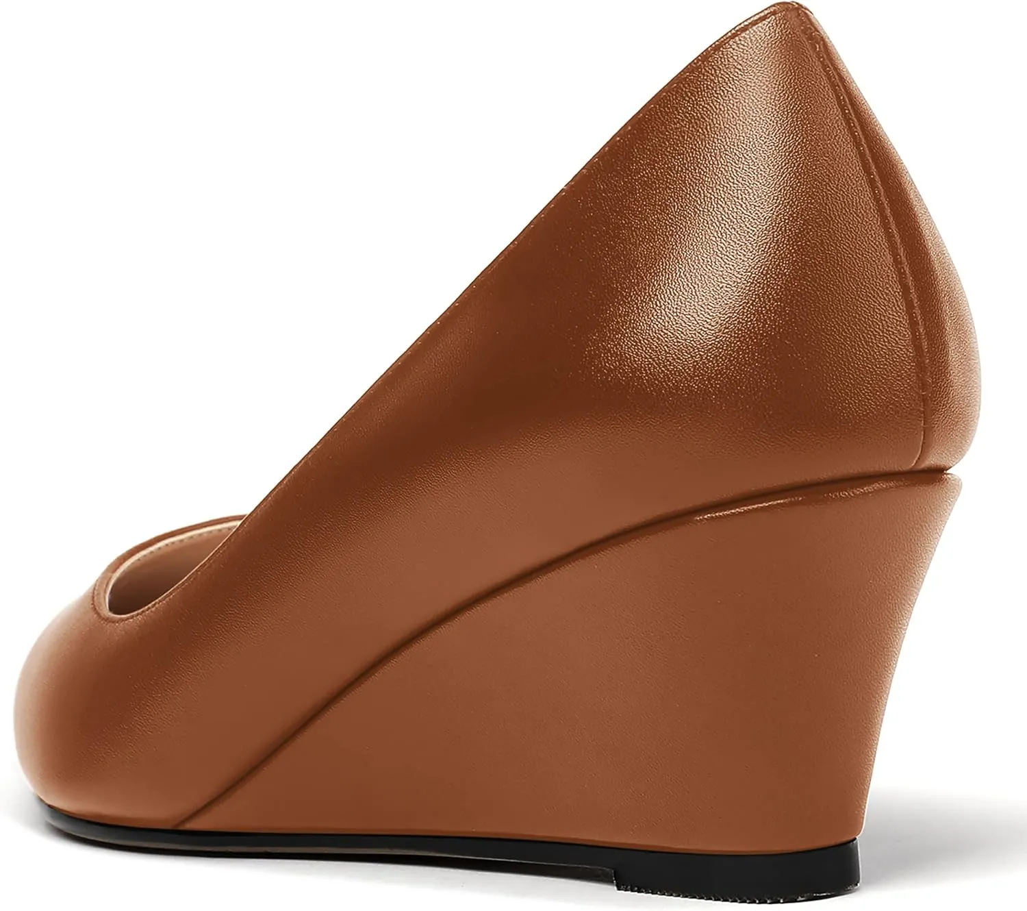 MERRORI Women's Pumps Wedge Heels Low Heel Slip On Matte Pointed Toe Pumps Womens Shoes 2 Inch
