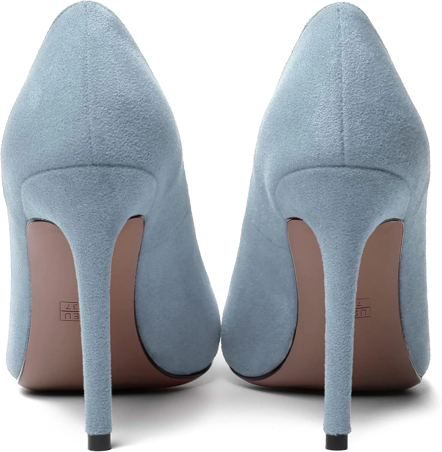 MERRORI Womens Slip On Classic Platform Round Toe Elegent Party Suede Stiletto High Heel Pumps Shoes 4 Inch