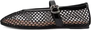 Mesh Flats for Women Mary Jane Flats with Straps Round Toe Buckle Slip on Flats Comfy Daily Casual Ballerina Shoes