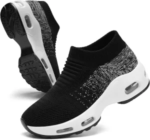 Mesh Sneakers for Women - Non Slip, Slip On, Sock Sneakers - Light Weight, Air Cushion Running, Work Shoes